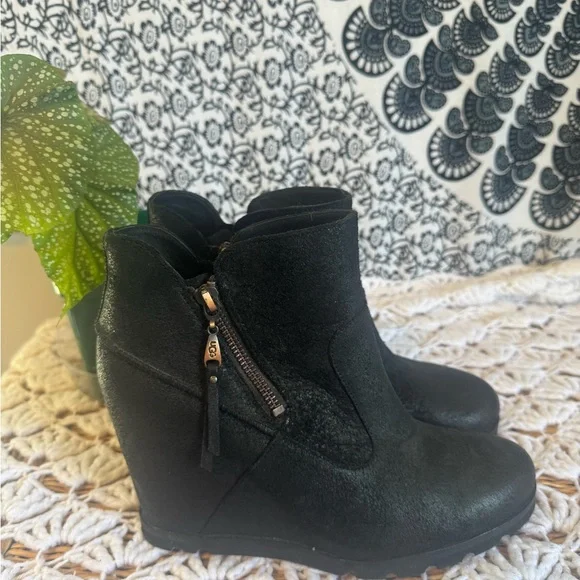 UGG Black Wedge Boots - Picture 5 of 8